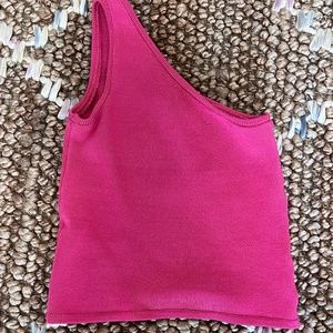 Hot pink One-Sleeve Knit Top by Calle Del Mar